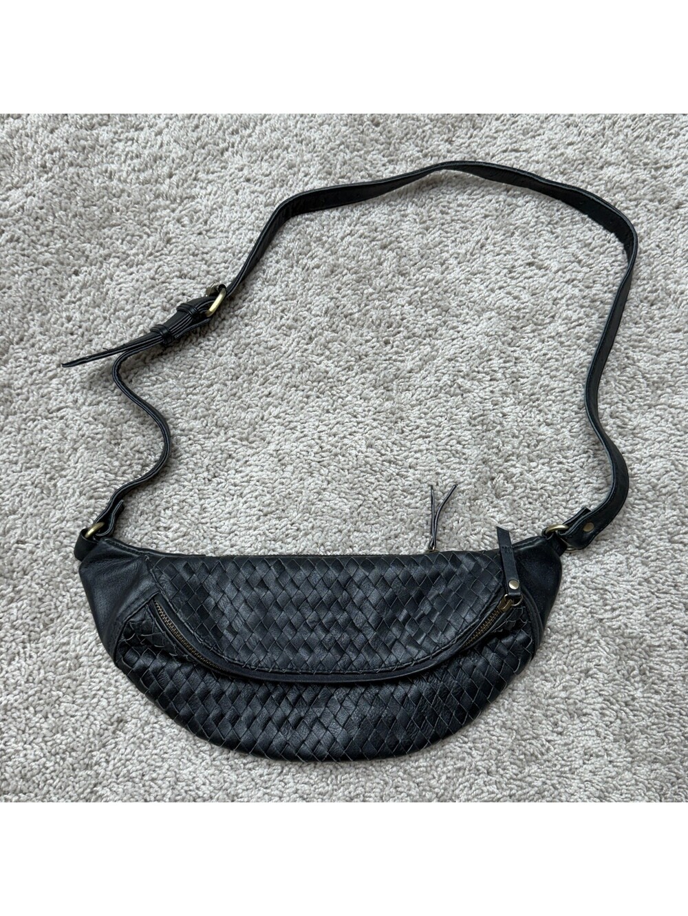MANDRN Black Woven Leather Atlas Crossbody Great Condition